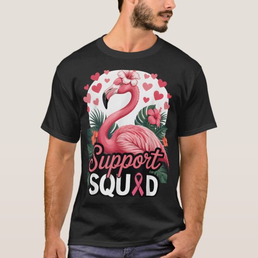 Support Squad Flamingo Borstkanker Bewustzijn T-shirt (Voorkant)