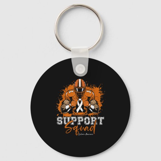 Support Squad Football Oranje Ribbon Leukemie Awar Sleutelhanger (Voorkant)