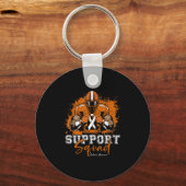 Support Squad Football Oranje Ribbon Leukemie Awar Sleutelhanger (Voorkant)