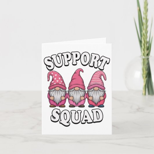 Support Squad Gnome Trio Roze Borstkanker Kaart (Voorkant)