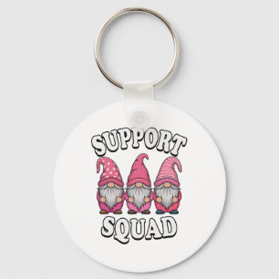 Support Squad Gnome Trio Roze Borstkanker Sleutelhanger