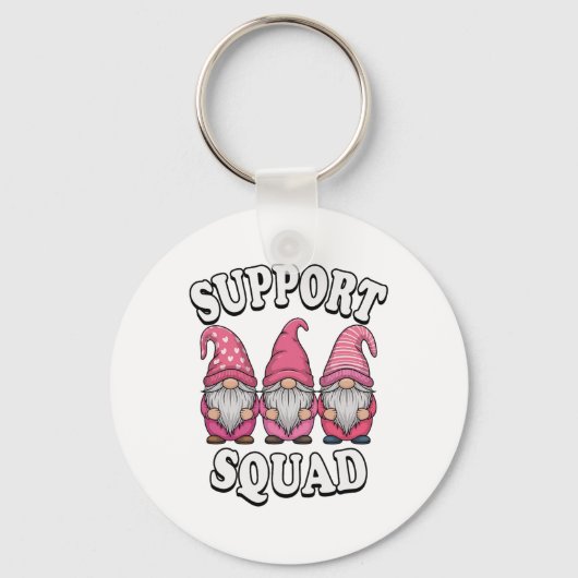 Support Squad Gnome Trio Roze Borstkanker Sleutelhanger (Voorkant)