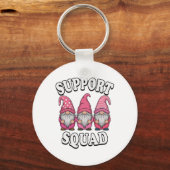 Support Squad Gnome Trio Roze Borstkanker Sleutelhanger (Voorkant)