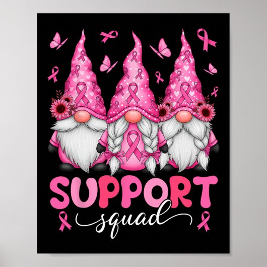 Support Squad Gnomes Borstkanker Bewustzijn Mannen Poster (Voorkant)