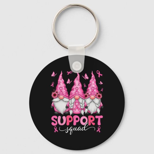 Support Squad Gnomes Borstkanker Bewustzijn Mannen Sleutelhanger (Voorkant)