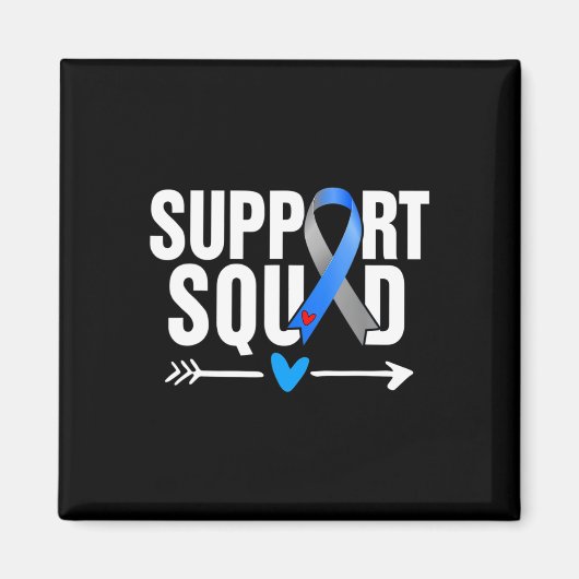 Support Squad Grey Blue Ribbon Diabetes Awareness Magneet (Voorkant)