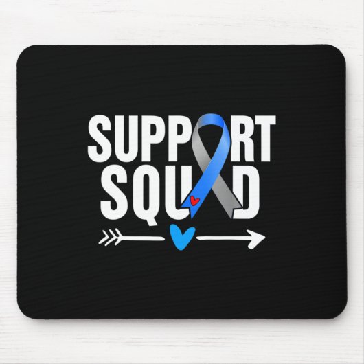Support Squad Grey Blue Ribbon Diabetes Awareness Muismat (Voorkant)