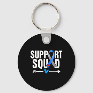 Support Squad Grey Blue Ribbon Diabetes Awareness Sleutelhanger