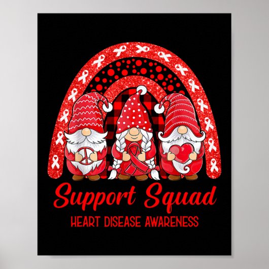 Support Squad Heart Disease Awareness Month Gnomie Poster (Voorkant)
