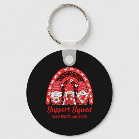 Support Squad Heart Disease Awareness Month Gnomie Sleutelhanger (Voorkant)