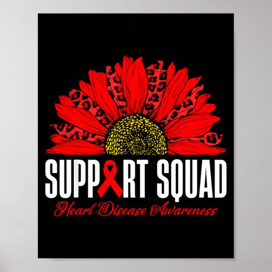 Support Squad Heart Disease Awareness Red Leopard Poster (Voorkant)