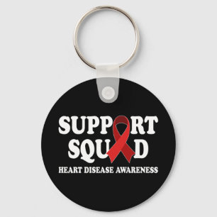 Support Squad Heart Disease Awareness Ribbon Manne Sleutelhanger