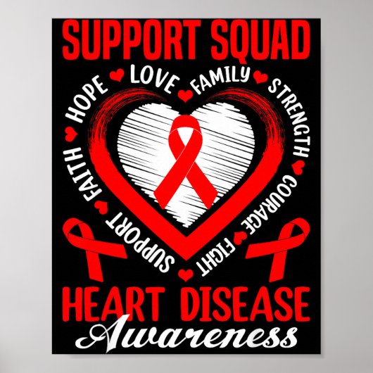 Support Squad Heart Disease Awareness Supporter Re Poster (Voorkant)