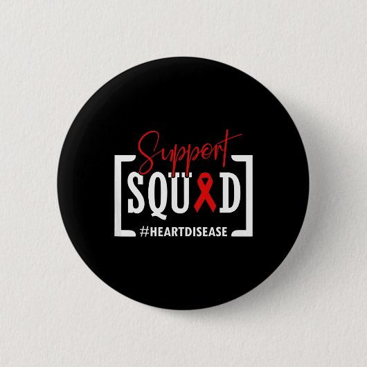 Support Squad Heart Disease Awareness Warrior Red Ronde Button 5,7 Cm (Voorkant)