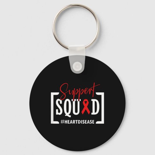 Support Squad Heart Disease Awareness Warrior Red Sleutelhanger (Voorkant)