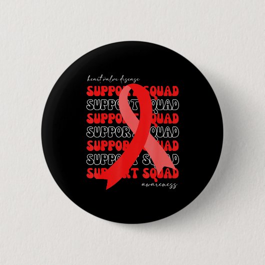 Support Squad Heart Valve Disease Awareness Red Ri Ronde Button 5,7 Cm (Voorkant)