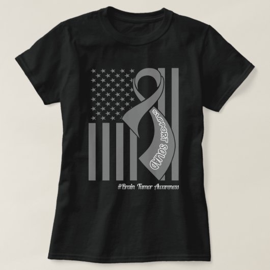 Support Squad Hersentumor Amerikaanse vlag grijs l T-shirt (Design voorkant)