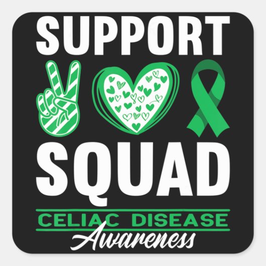 Support Squad I Gluten Free Coeliac Celiac Disease Vierkante Sticker (Voorkant)
