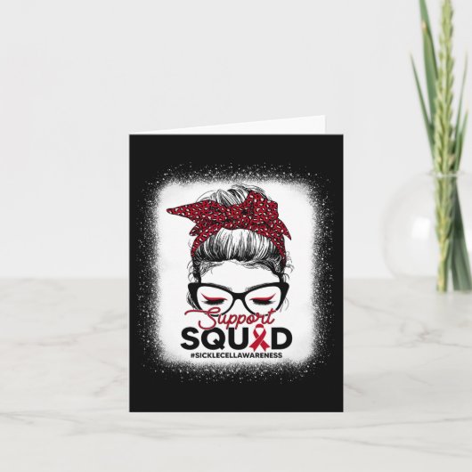 Support Squad Leopard Messy Bun Sickle Cell Awaren Kaart (Voorkant)