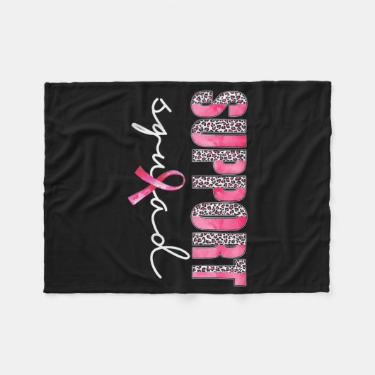 Support Squad Leopard Pink Warrior Breast Cancer A Fleece Deken (Voorkant (Horizontaal))