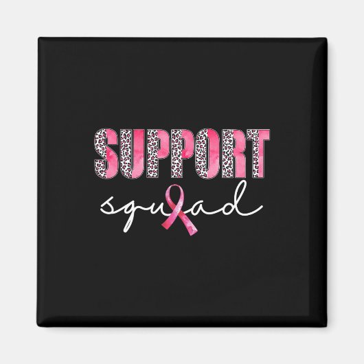 Support Squad Leopard Pink Warrior Breast Cancer A Magneet (Voorkant)