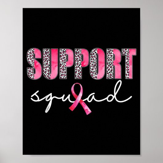 Support Squad Leopard Pink Warrior Breast Cancer A Poster (Voorkant)