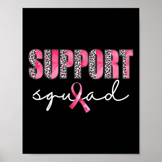Support Squad Leopard Pink Warrior Breast Cancer A Poster (Voorkant)