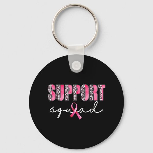 Support Squad Leopard Pink Warrior Breast Cancer A Sleutelhanger (Voorkant)