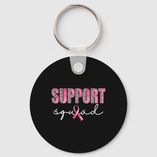 Support Squad Leopard Pink Warrior Breast Cancer A Sleutelhanger (Voorkant)