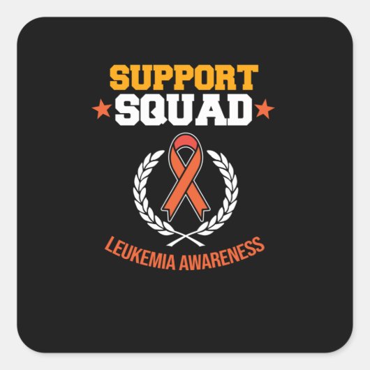 Support Squad Leukemia Awareness Oranje Ribbon Vierkante Sticker (Voorkant)