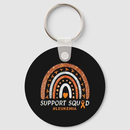 Support Squad Leukemia Awareness Rainbow Gift Warf Sleutelhanger (Voorkant)