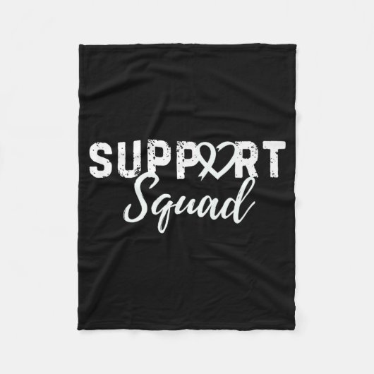 Support Squad Longkanker Liefde Hart Wit Lint Fleece Deken (Voorkant)