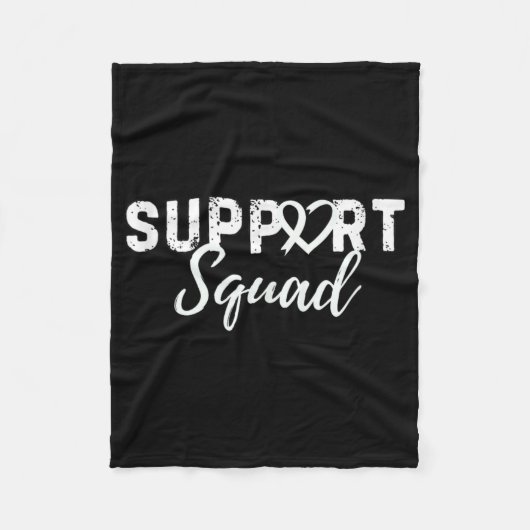 Support Squad Longkanker Liefde Hart Wit Lint Fleece Deken (Voorkant)