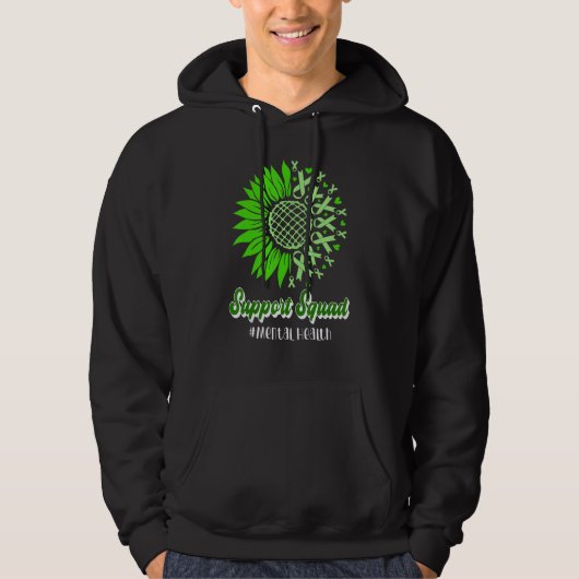 Support Squad Mental Health Awareness Green Ribbon Hoodie (Voorkant)