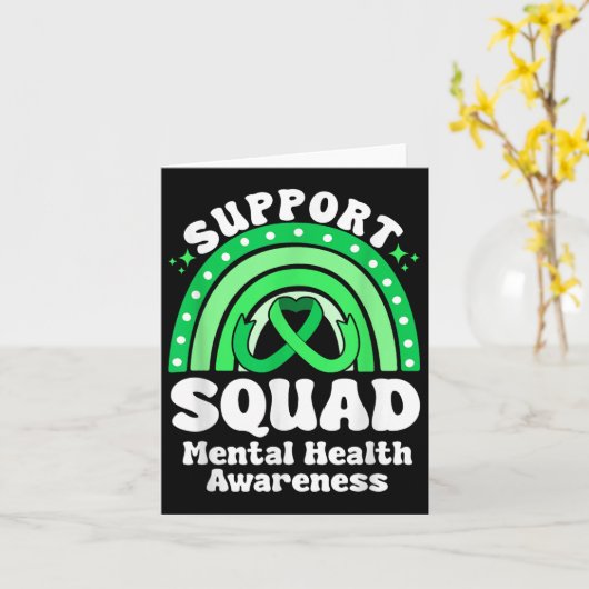 Support Squad Mental Health Awareness Green Ribbon Kaart (Gele Bloem)