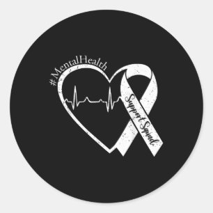 Support Squad Mental Health Awareness Lime Green R Ronde Sticker