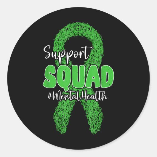 Support Squad Mental Health Awareness Lime Green R Ronde Sticker (Voorkant)