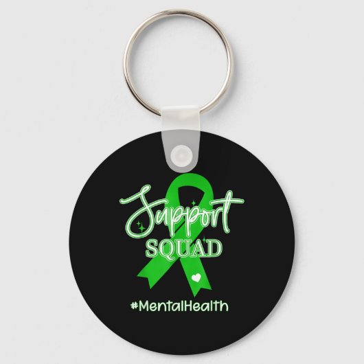 Support Squad Mental Health Awareness Lime Green R Sleutelhanger (Voorkant)