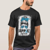 Support Squad Messy Bun Blue Diabetes Awareness T1 T-shirt (Voorkant)