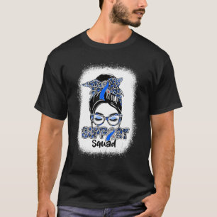 Support Squad Messy Bun Blue Ribbon Diabetes Aware T-shirt
