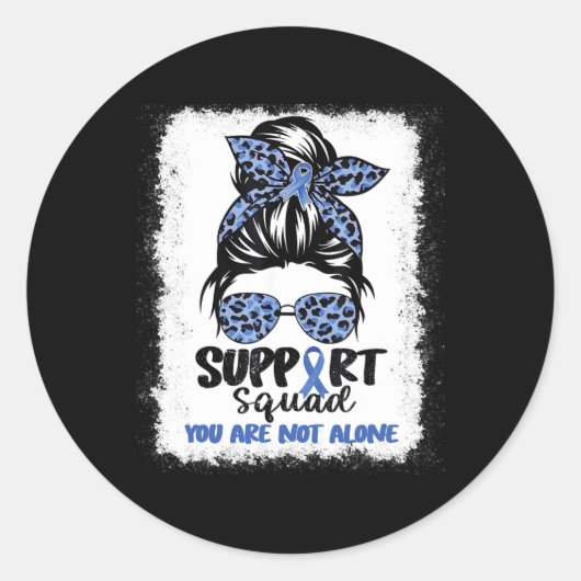 Support Squad Messy Bun Blue Warrior Alopecia Awar Ronde Sticker (Voorkant)