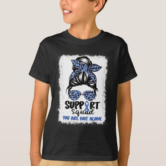 Support Squad Messy Bun Blue Warrior Ataxia Awaren T-shirt (Voorkant)