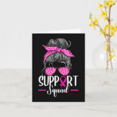 Support Squad Messy Bun Breast Cancer Awareness Kaart (Gele Bloem)