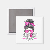 Support Squad Messy Bun Breast Cancer Awareness Magneet (Voorkant / Achterkant)