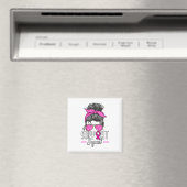 Support Squad Messy Bun Breast Cancer Awareness Magneet (Insitu (Vaatwasser))