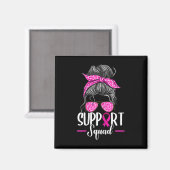 Support Squad Messy Bun Breast Cancer Awareness Magneet (Voorkant / Achterkant)