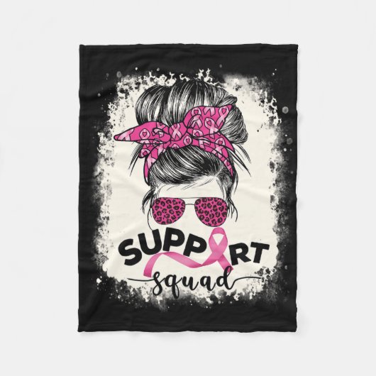 Support Squad Messy Bun Breast Cancer Awareness Pi Fleece Deken (Voorkant)