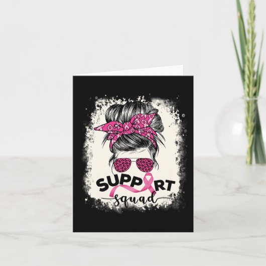 Support Squad Messy Bun Breast Cancer Awareness Pi Kaart (Voorkant)
