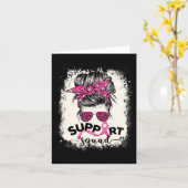 Support Squad Messy Bun Breast Cancer Awareness Pi Kaart (Gele Bloem)