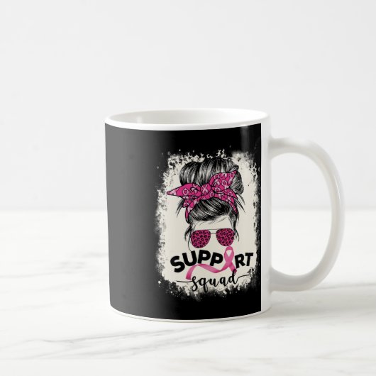 Support Squad Messy Bun Breast Cancer Awareness Pi Koffiemok (Rechts)